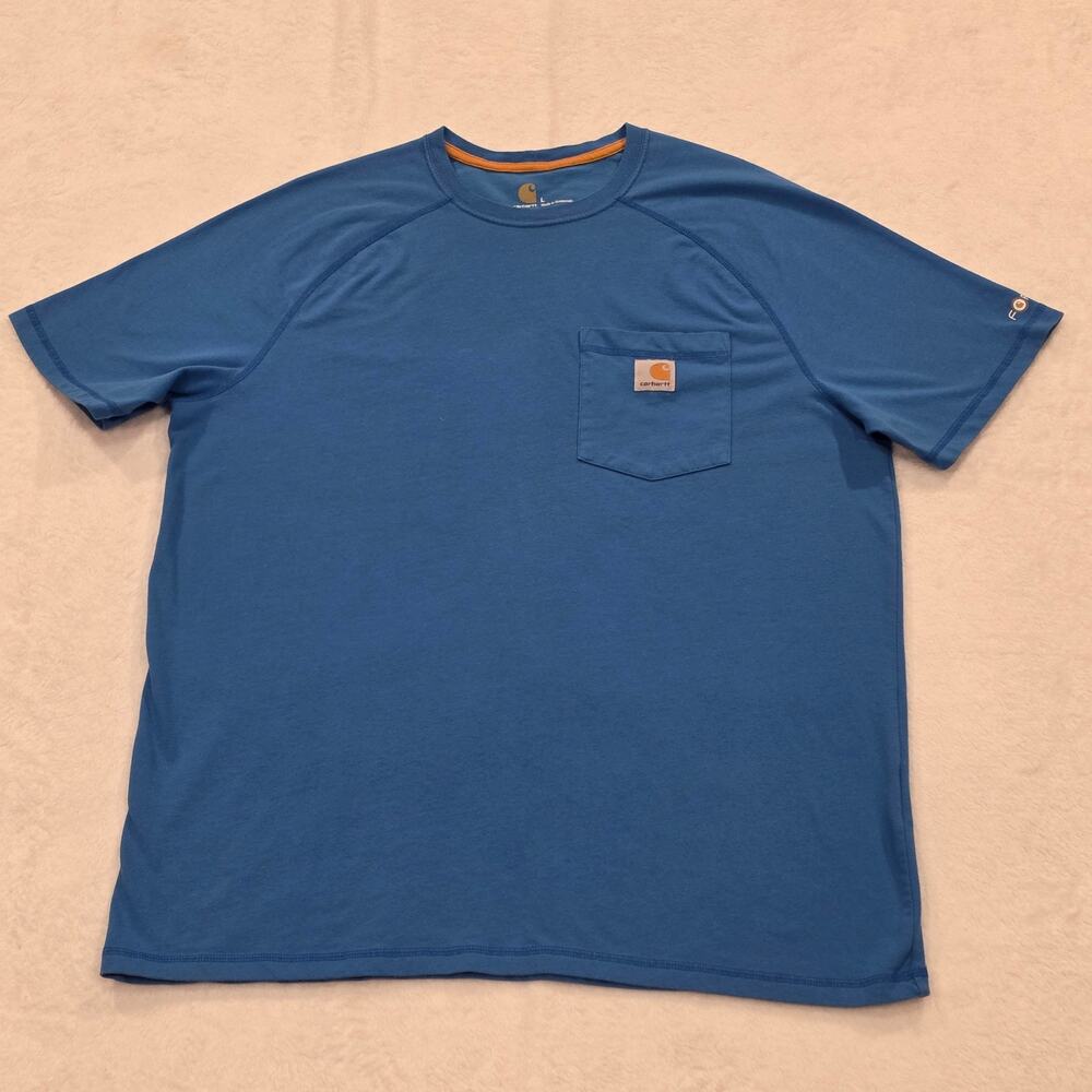Carhartt Force Pocket T-Shirt Men's Large Blue Short Sleeve Workwear Tee